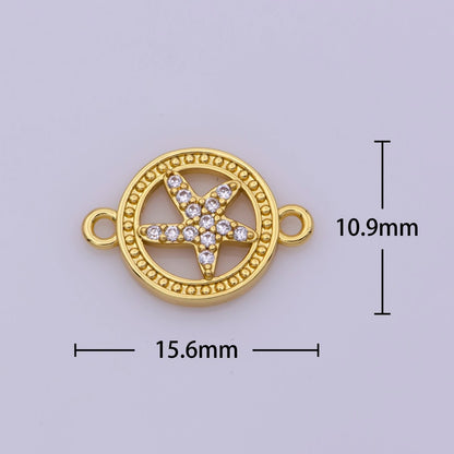 24k Gold Filled Starfish Connector, Star Fish Connector for bracelet necklace earring Supply Y-408