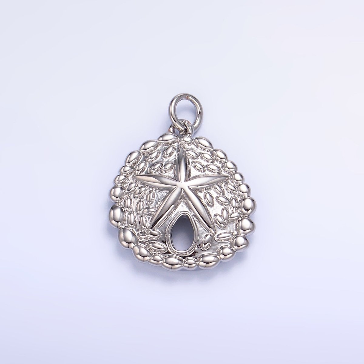 24K Gold Filled Starfish Sea Animal Dotted Textured Open Round Charm in Gold &amp; Silver | W426