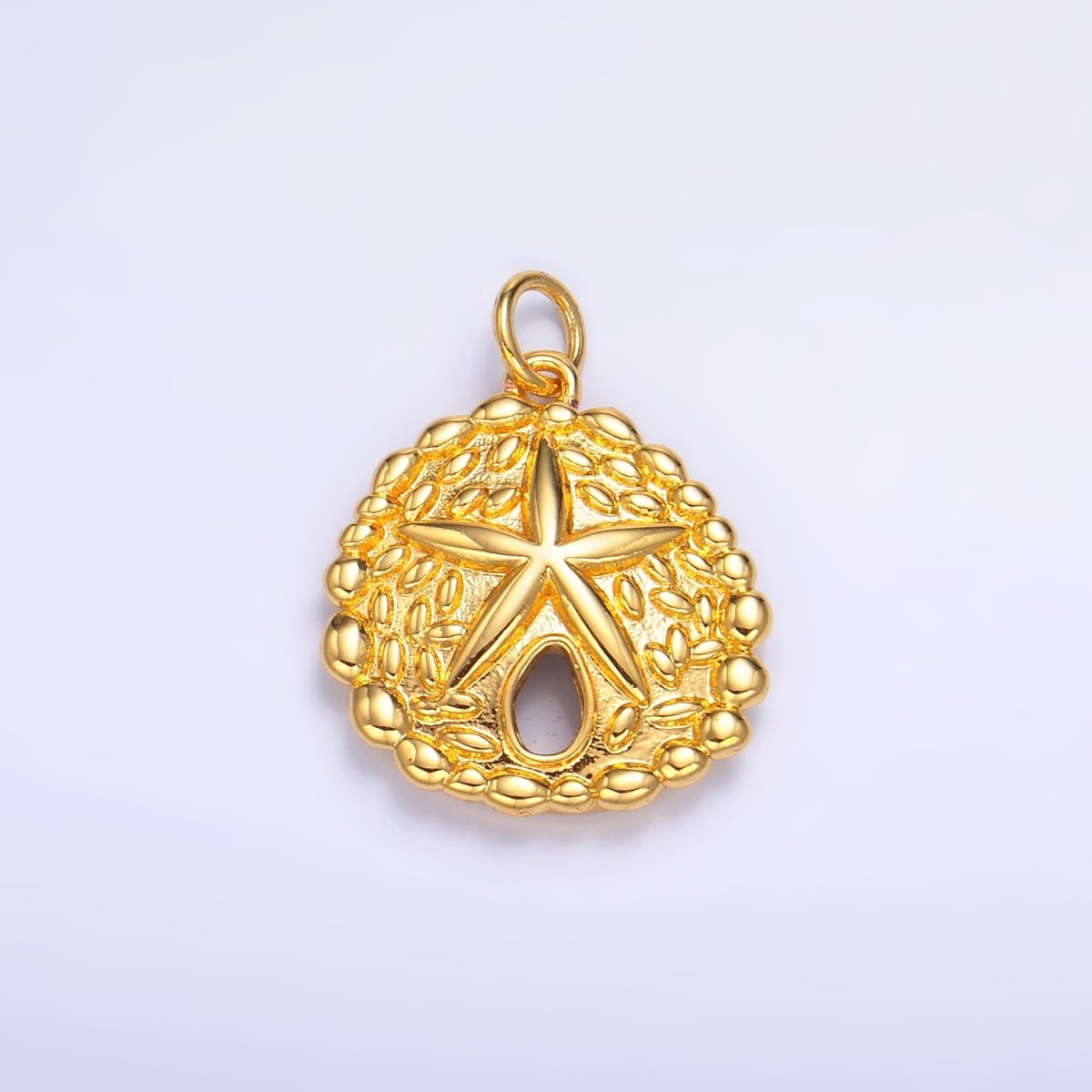 24K Gold Filled Starfish Sea Animal Dotted Textured Open Round Charm in Gold &amp; Silver | W426