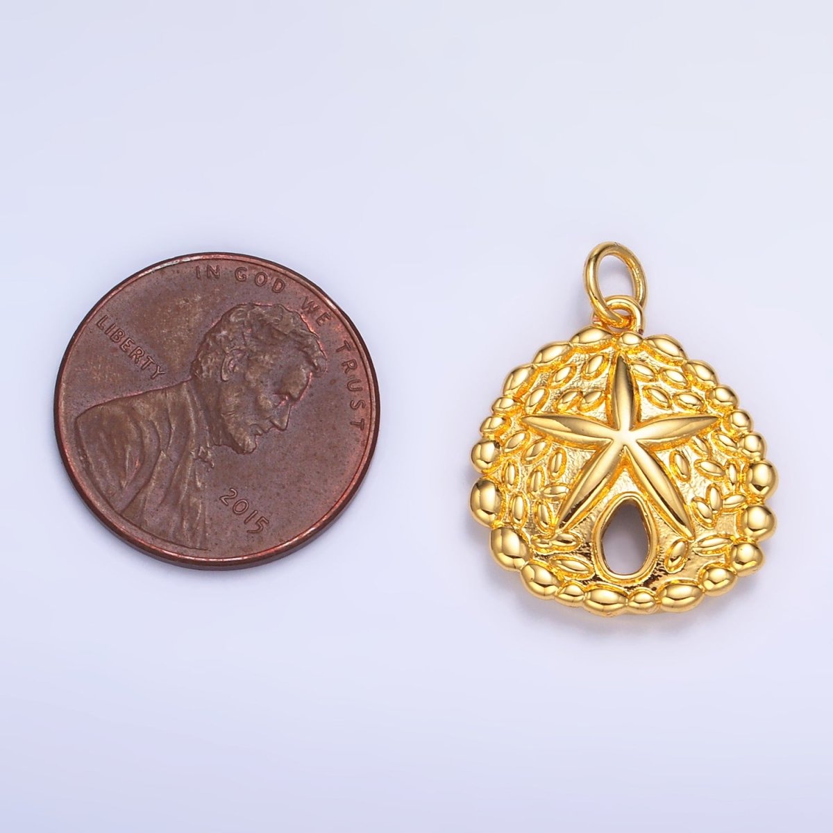 24K Gold Filled Starfish Sea Animal Dotted Textured Open Round Charm in Gold &amp; Silver | W426