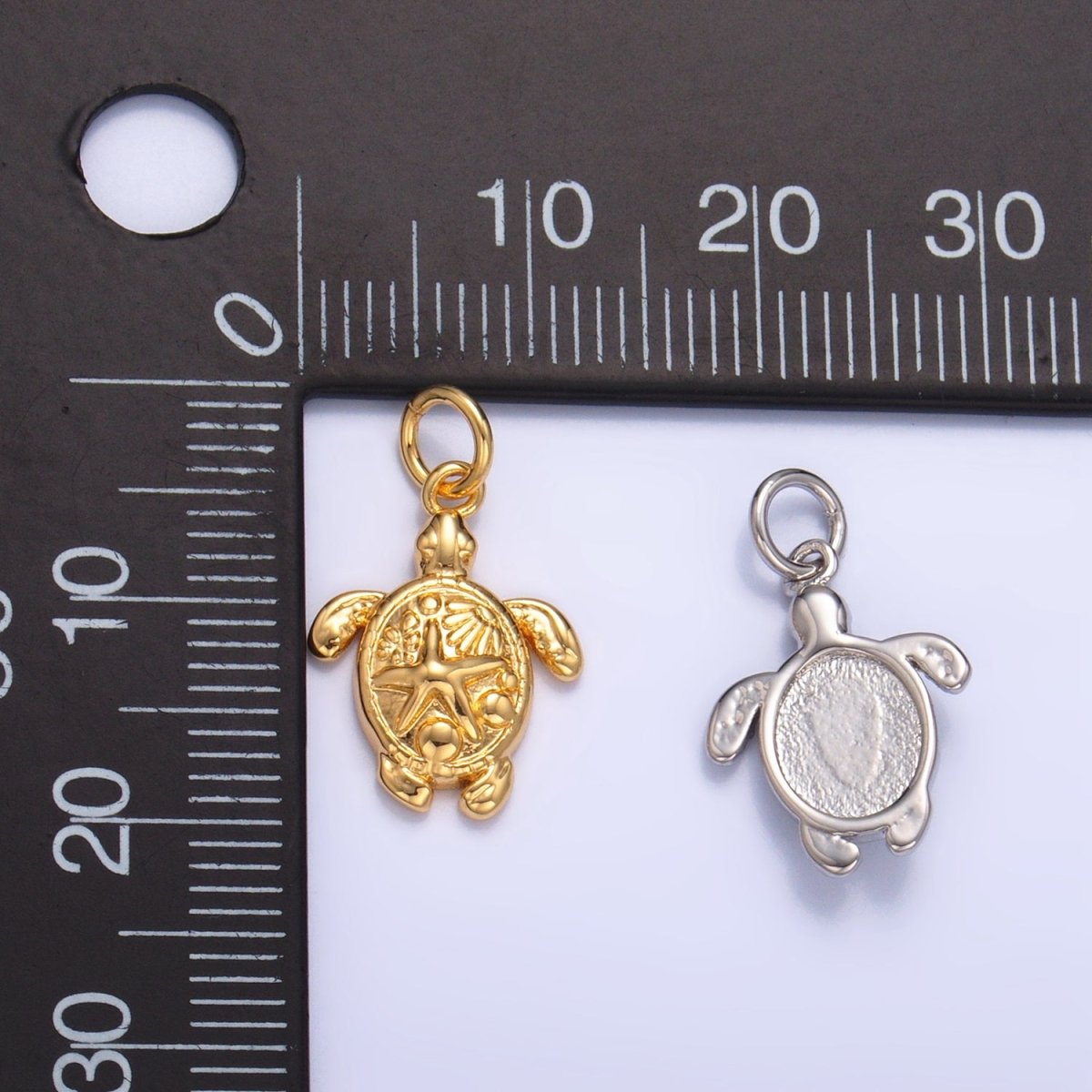 24K Gold Filled Starfish Turtle Sea Animal Charm in Gold &amp; Silver | AG886