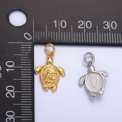 24K Gold Filled Starfish Turtle Sea Animal Charm in Gold &amp; Silver | AG886