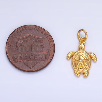 24K Gold Filled Starfish Turtle Sea Animal Charm in Gold &amp; Silver | AG886