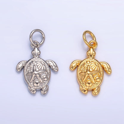 24K Gold Filled Starfish Turtle Sea Animal Charm in Gold &amp; Silver | AG886