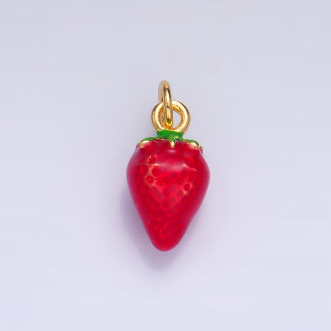 24K Gold Filled Strawberry Fruit Enamel Charm | W005