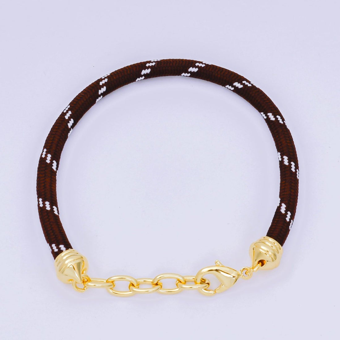 24K Gold Filled Summer Friendship Rope Chain Cord Bracelet in Black &amp; Brown | WA-3401 - WA-3402