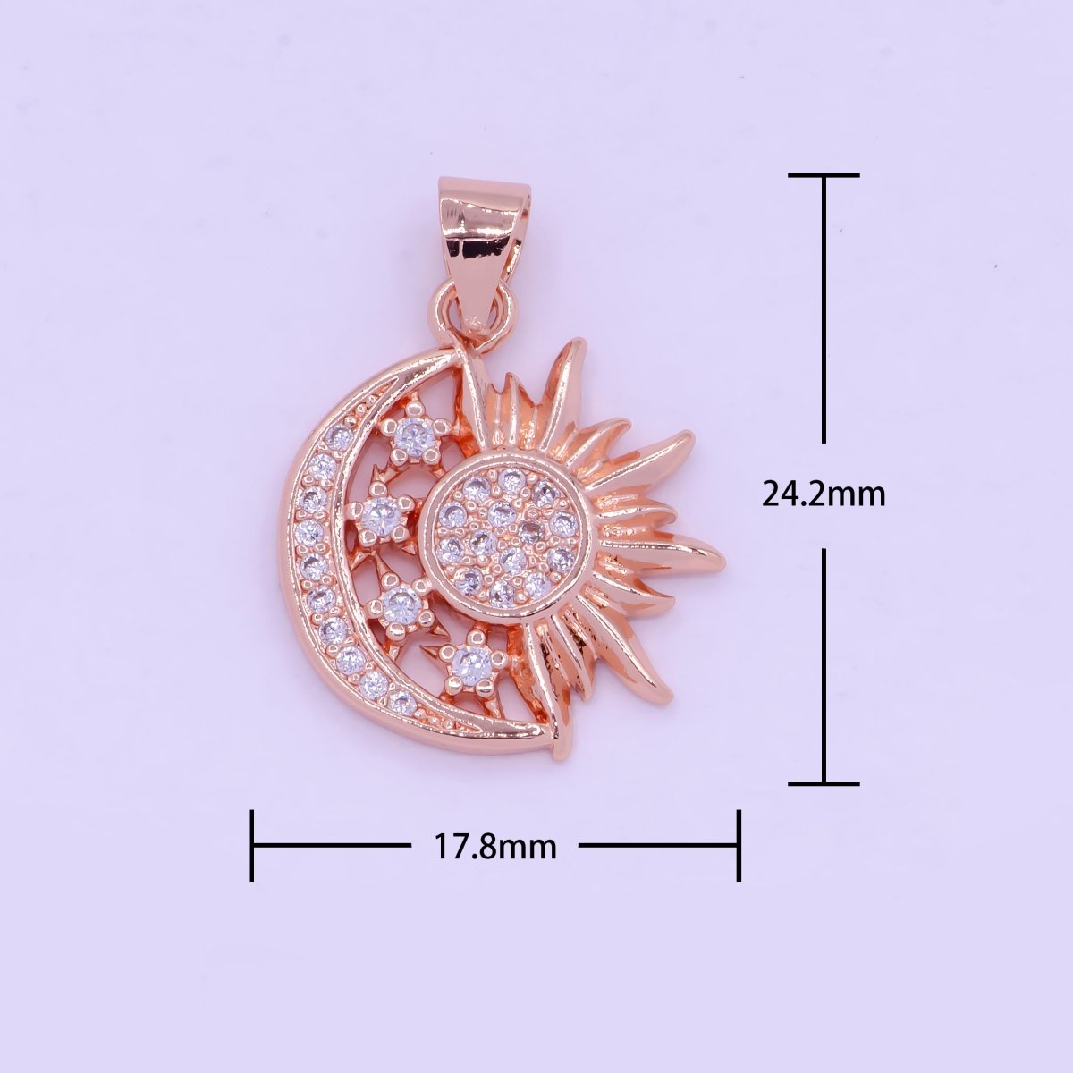 24K Gold Filled Sun and Moon Charm- Micro Pave Celestial Sunshine Charm, Crescent Moon, Sun ray Pendant for Necklace Earring Supply I-912 X-457 X-459