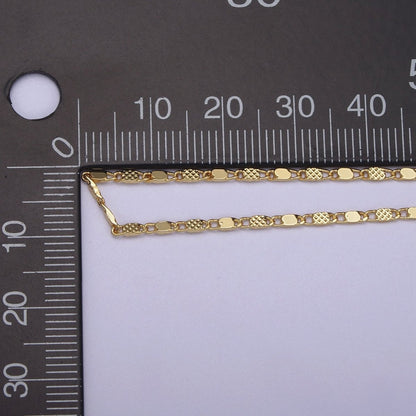 24K Gold Filled Sunburst Flat Bar Unique Chain by Yard, Dainty 1.7mm Wholesale Chain in Silver &amp; Gold For Jewelry Making Supply Component | ROLL-638 ROLL-637