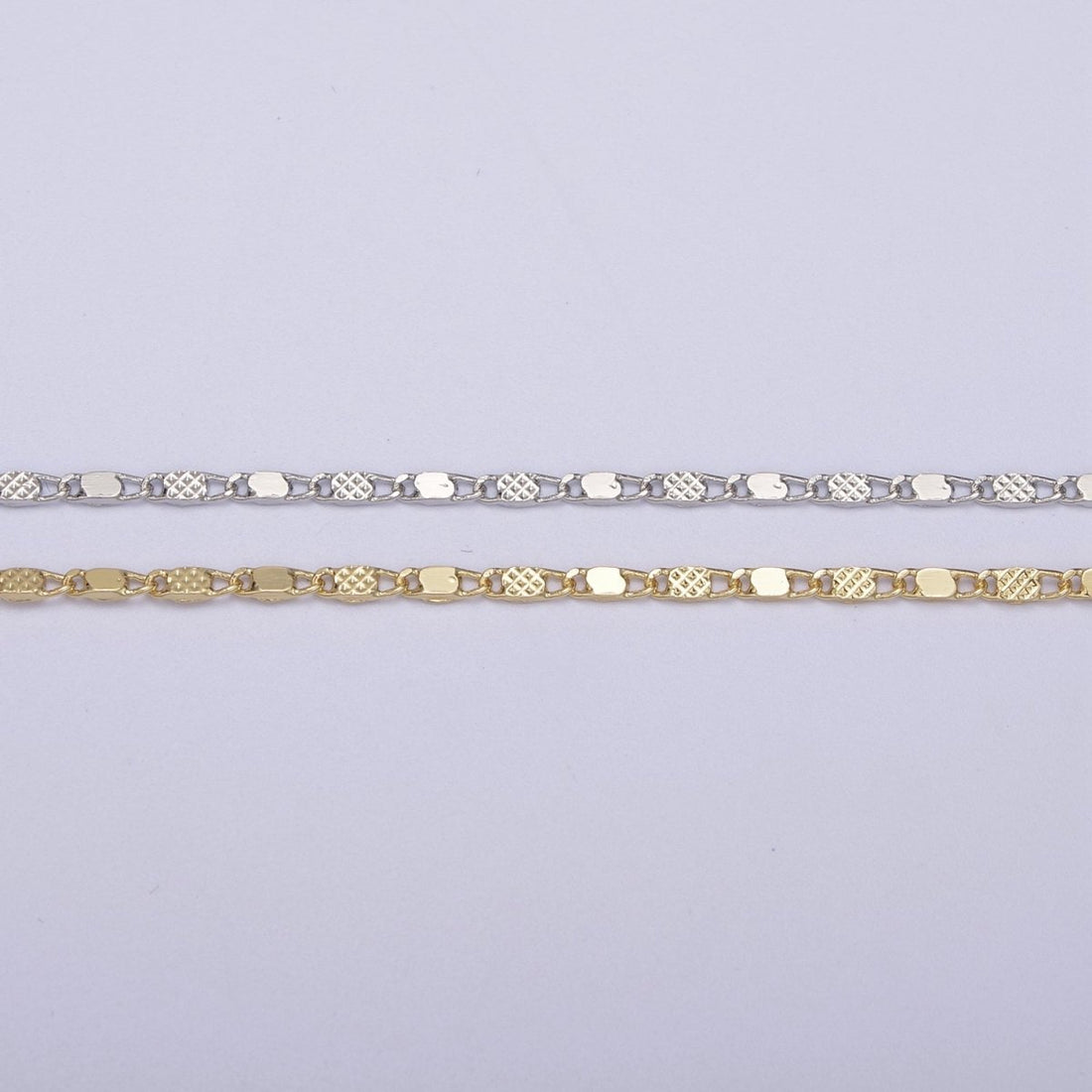 24K Gold Filled Sunburst Flat Bar Unique Chain by Yard, Dainty 1.7mm Wholesale Chain in Silver &amp; Gold For Jewelry Making Supply Component | ROLL-638 ROLL-637