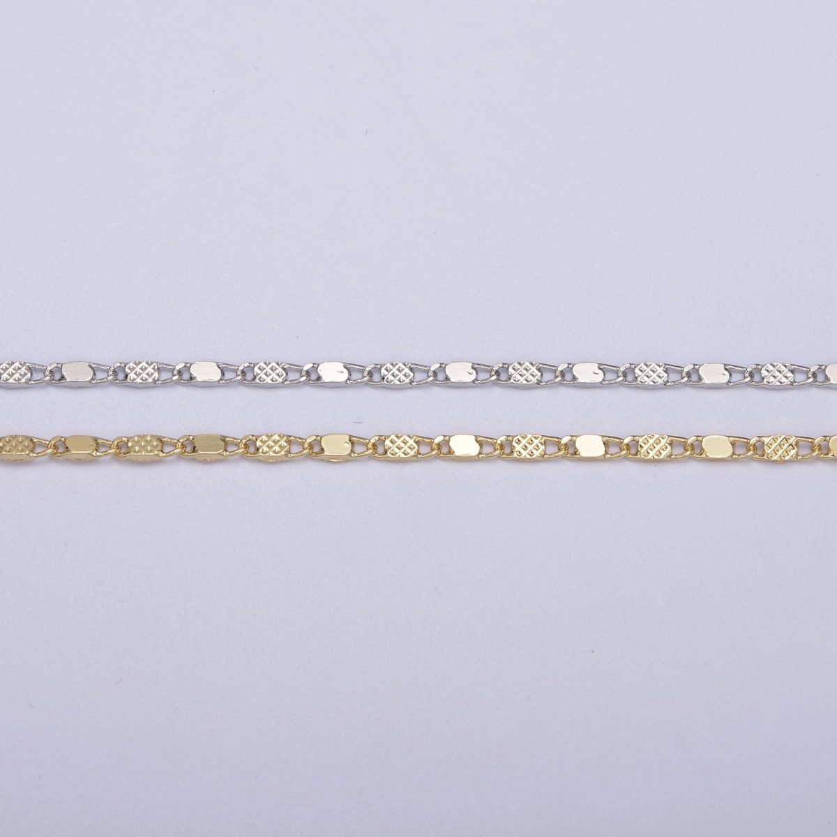 24K Gold Filled Sunburst Flat Bar Unique Chain by Yard, Dainty 1.7mm Wholesale Chain in Silver &amp; Gold For Jewelry Making Supply Component | ROLL-638 ROLL-637