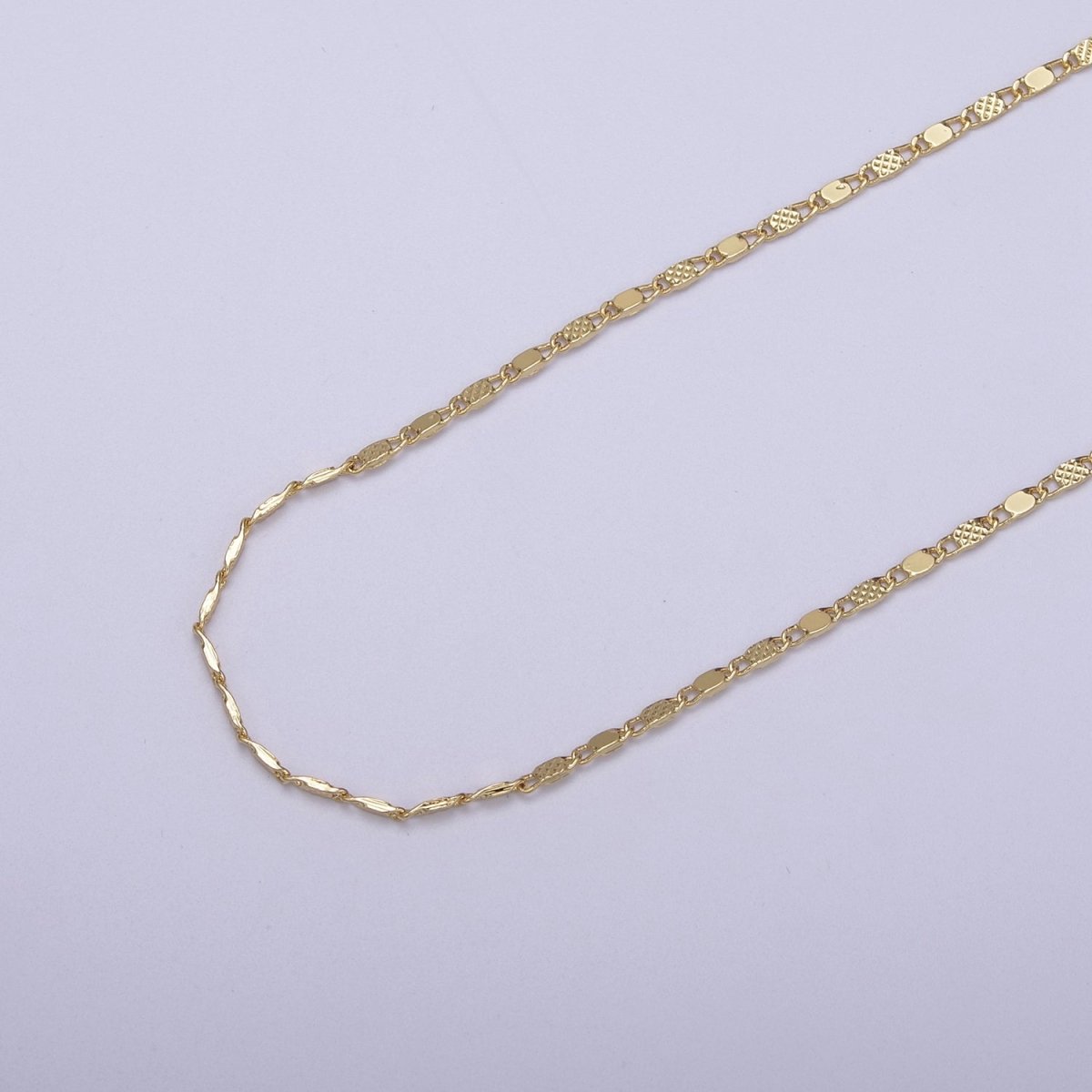 24K Gold Filled Sunburst Flat Bar Unique Chain by Yard, Dainty 1.7mm Wholesale Chain in Silver &amp; Gold For Jewelry Making Supply Component | ROLL-638 ROLL-637