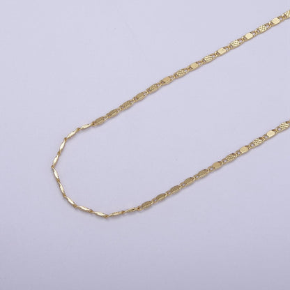 24K Gold Filled Sunburst Flat Bar Unique Chain by Yard, Dainty 1.7mm Wholesale Chain in Silver &amp; Gold For Jewelry Making Supply Component | ROLL-638 ROLL-637