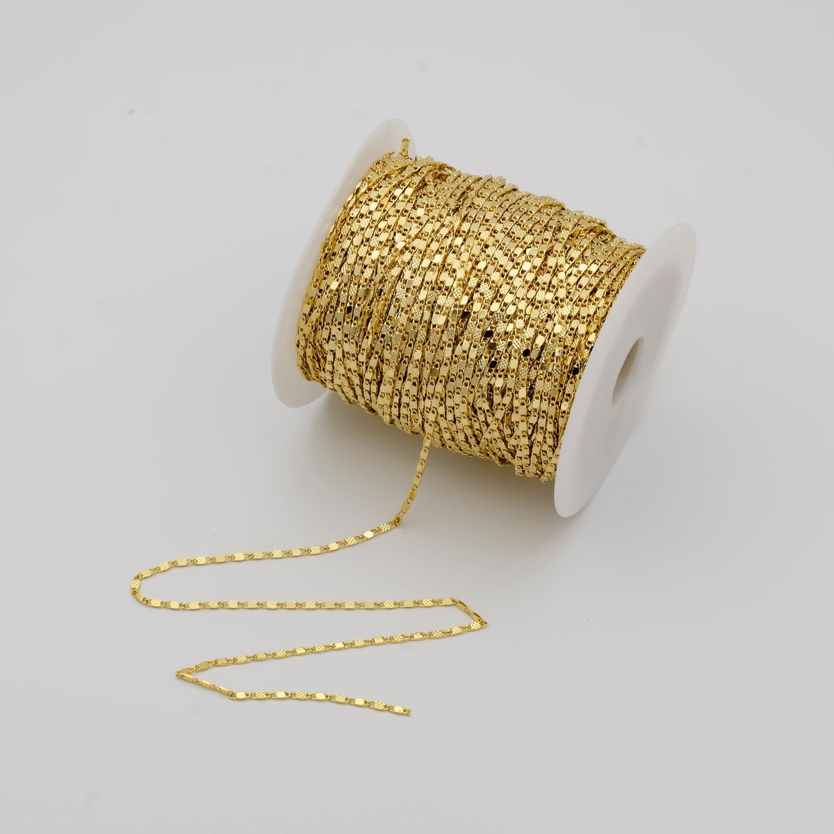24K Gold Filled Sunburst Flat Bar Unique Chain by Yard, Dainty 1.7mm Wholesale Chain in Silver &amp; Gold For Jewelry Making Supply Component | ROLL-638 ROLL-637