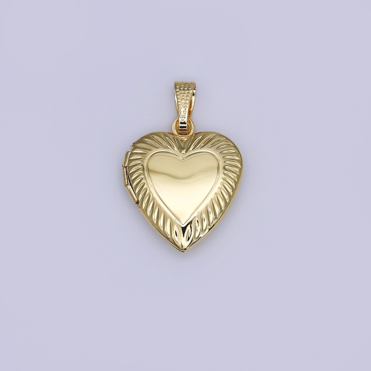 24K Gold Filled Sunburst Heart Locket Pendant for Photo Charm | AH490
