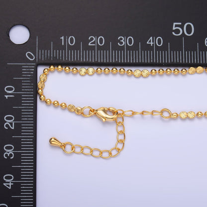 24K Gold Filled Sunburst Satellite Beaded Chain Necklace 17.5 Inch with Extender | WA3238