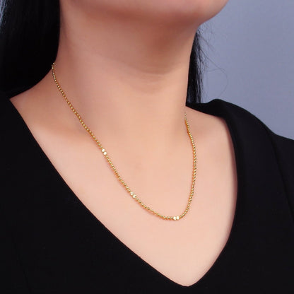24K Gold Filled Sunburst Satellite Beaded Chain Necklace 17.5 Inch with Extender | WA3238