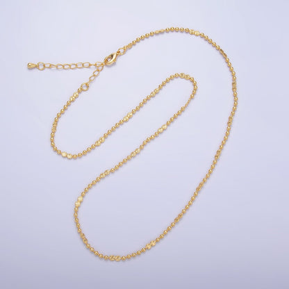 24K Gold Filled Sunburst Satellite Beaded Chain Necklace 17.5 Inch with Extender | WA3238