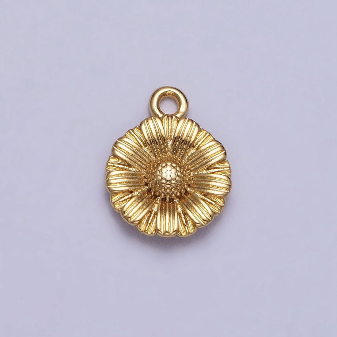 24K Gold Filled Sunflower Nature Line-Textured Round Add-On Charm in Gold &amp; Silver | AC339 AC340