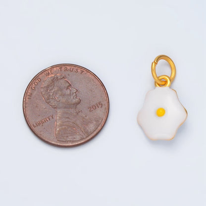 24K Gold Filled Sunny-Side Up Fried Egg Enamel Food Charm | AG924