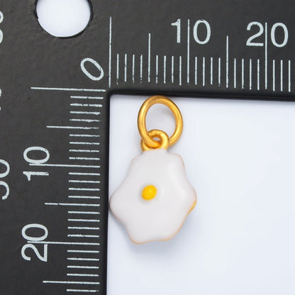 24K Gold Filled Sunny-Side Up Fried Egg Enamel Food Charm | AG924