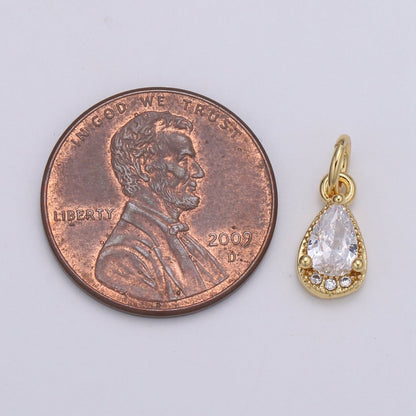 24K Gold Filled Tear Drop Crystal Charm   E-079-E-081