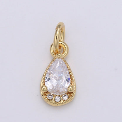 24K Gold Filled Tear Drop Crystal Charm   E-079-E-081