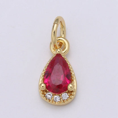 24K Gold Filled Tear Drop Crystal Charm   E-079-E-081