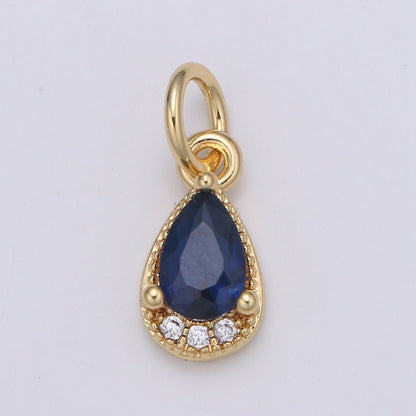 24K Gold Filled Tear Drop Crystal Charm   E-079-E-081