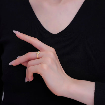 24K Gold Filled Teardrop CZ Micro Paved Dotted Ring in Silver &amp; Gold | O730 O731