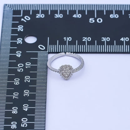 24K Gold Filled Teardrop CZ Micro Paved Dotted Ring in Silver &amp; Gold | O730 O731