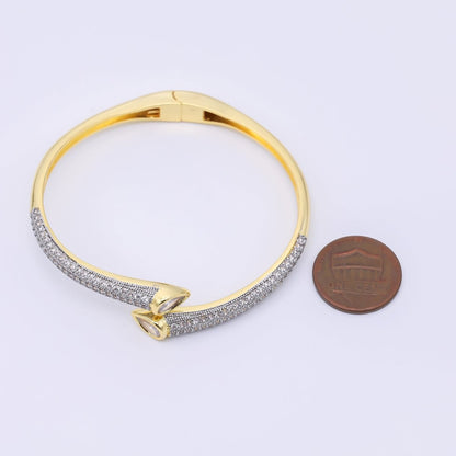 24K Gold Filled Teardrop CZ Micro Paved Wrap Bangle Bracelet | WA-1463