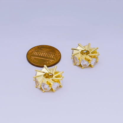24K Gold Filled Teardrop CZ Round Open Donut Bead Spacer | B918