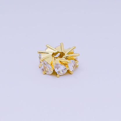 24K Gold Filled Teardrop CZ Round Open Donut Bead Spacer | B918