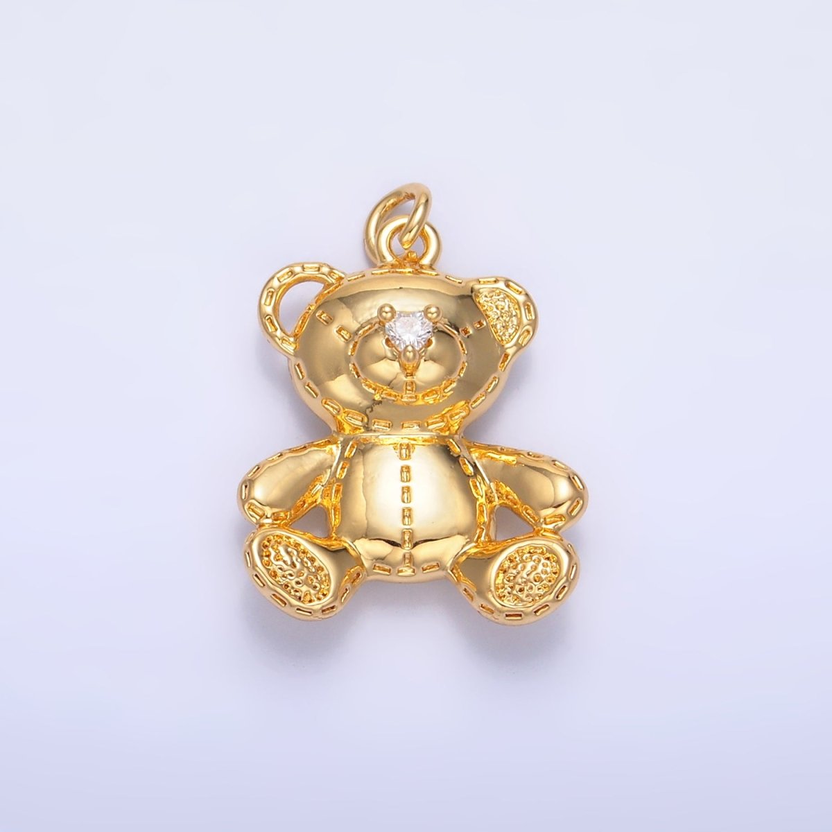 24K Gold Filled 19mm Teddy Bear Plush Doll Toy Animal Charm in Gold &amp; Silver | W364