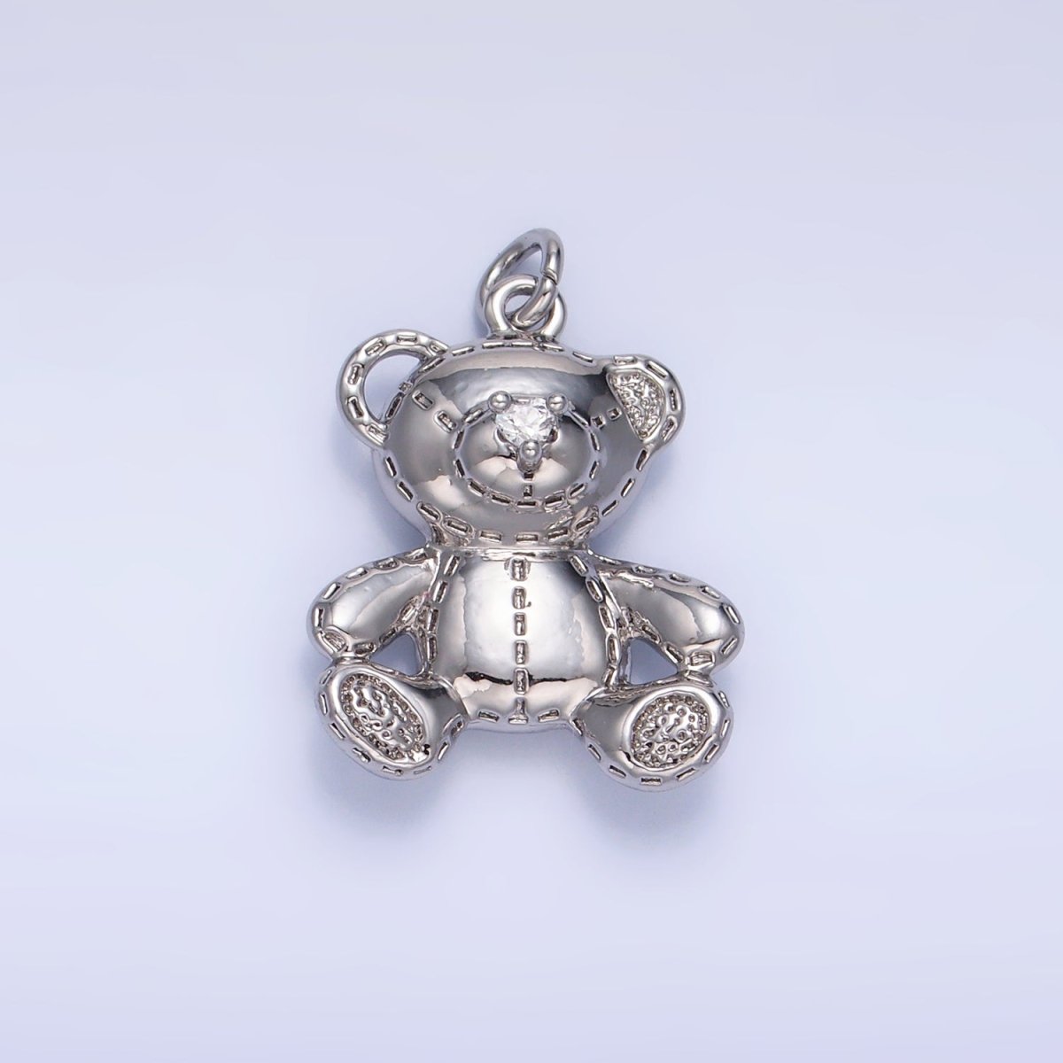 24K Gold Filled 19mm Teddy Bear Plush Doll Toy Animal Charm in Gold &amp; Silver | W364
