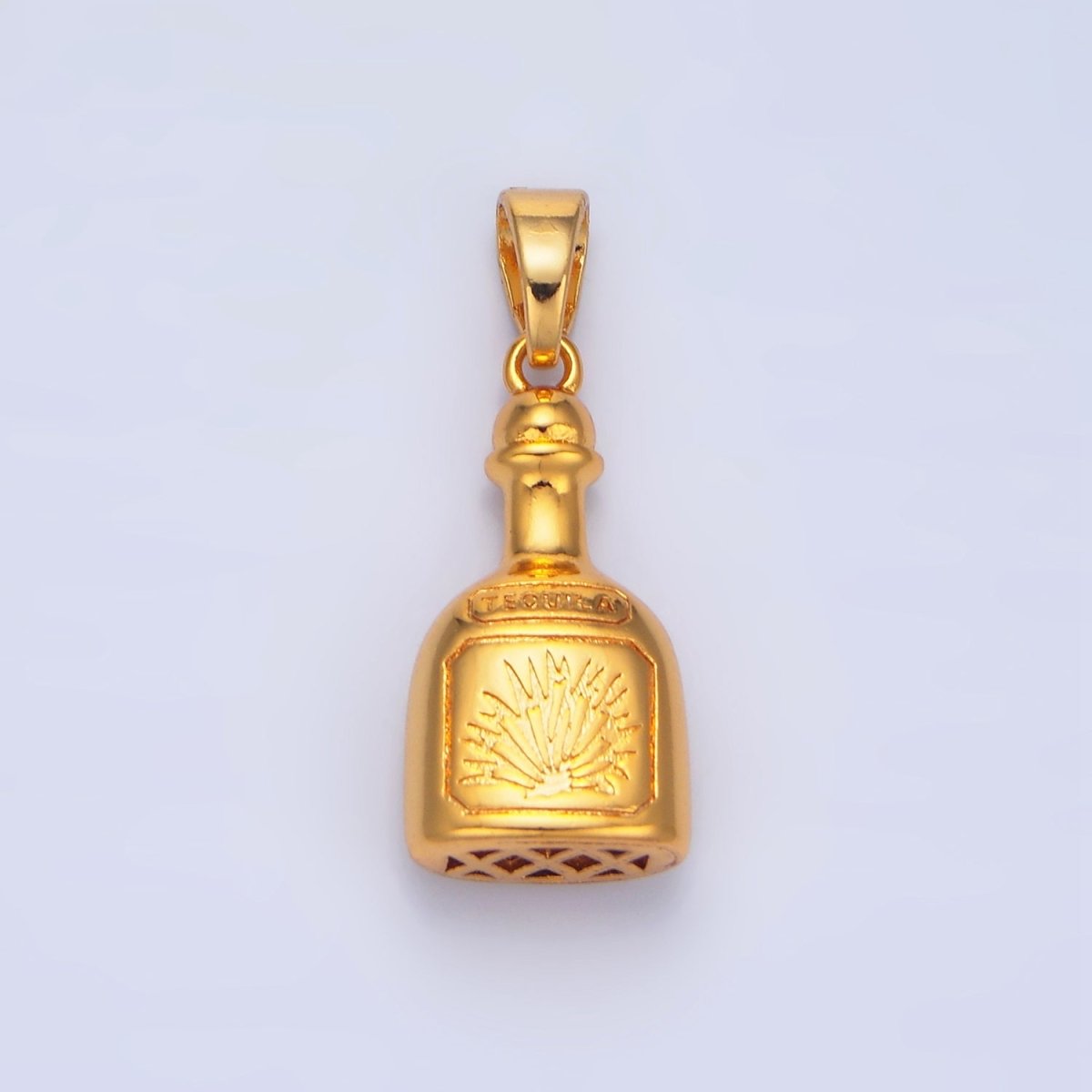 24K Gold Filled 11.5mm Tequila Bottle Drink Pendant in Gold &amp; Silver | I858