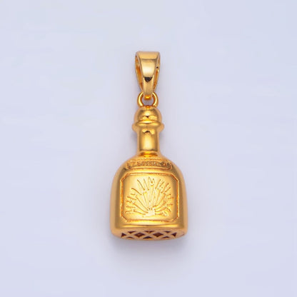 24K Gold Filled 11.5mm Tequila Bottle Drink Pendant in Gold &amp; Silver | I858