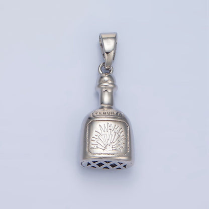 24K Gold Filled 11.5mm Tequila Bottle Drink Pendant in Gold &amp; Silver | I858