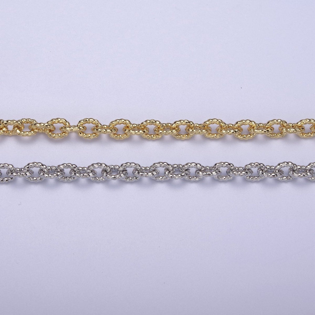 24K Gold Filled Textured Cable Chain, 6.5X5mm Unfinished Unique Chain in Gold &amp; Silver For Jewelry Making | ROLL-668, ROLL-669 Clearance Pricing
