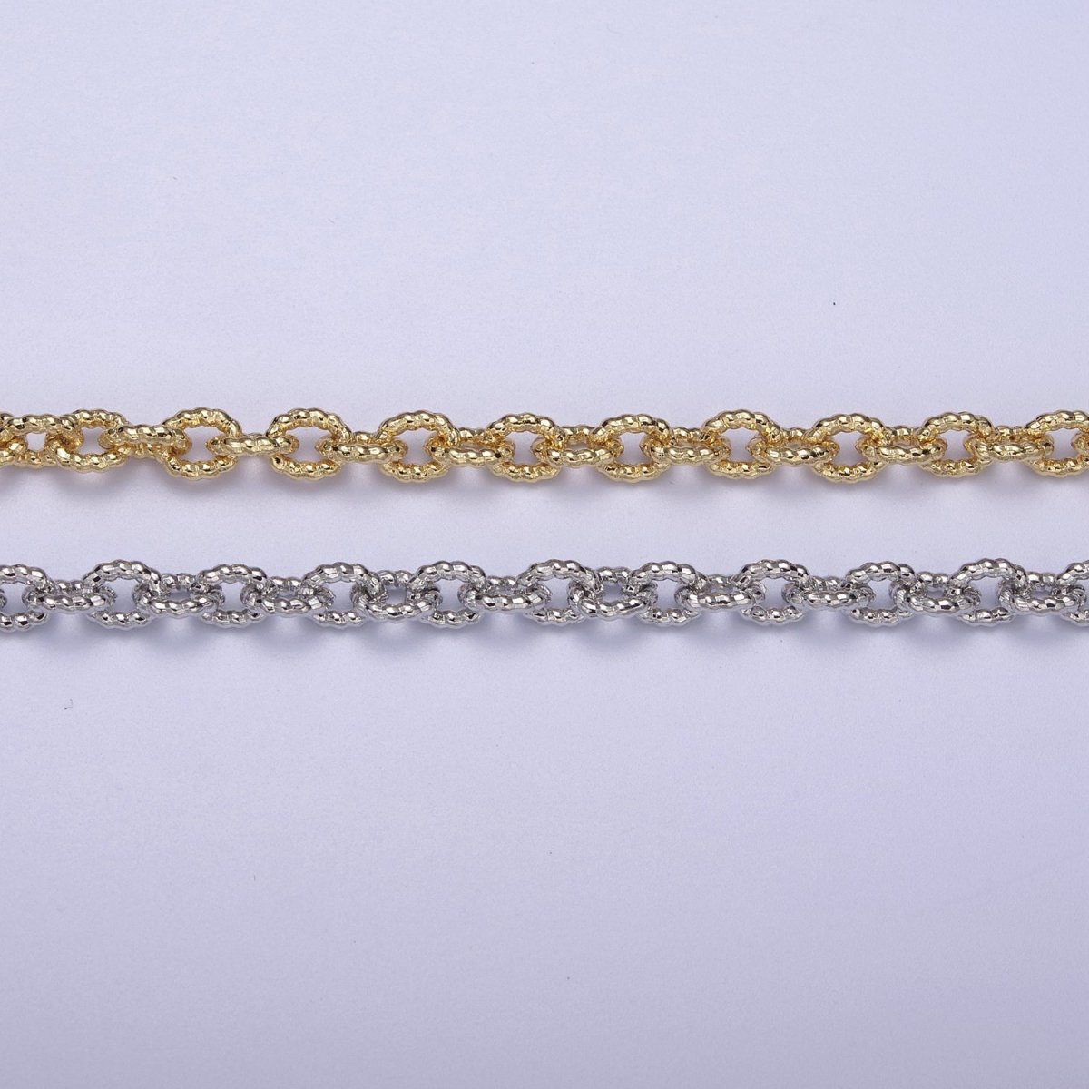 24K Gold Filled Textured Cable Chain, 6.5X5mm Unfinished Unique Chain in Gold &amp; Silver For Jewelry Making | ROLL-668, ROLL-669 Clearance Pricing