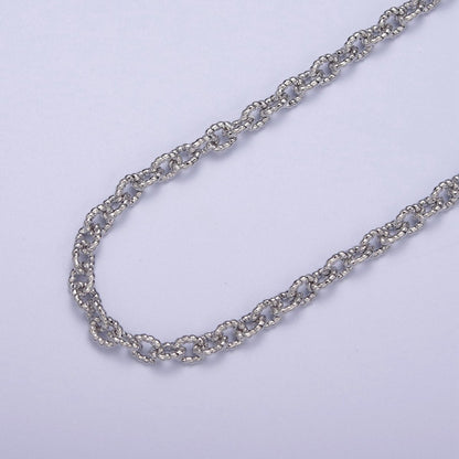 24K Gold Filled Textured Cable Chain, 6.5X5mm Unfinished Unique Chain in Gold &amp; Silver For Jewelry Making | ROLL-668, ROLL-669 Clearance Pricing