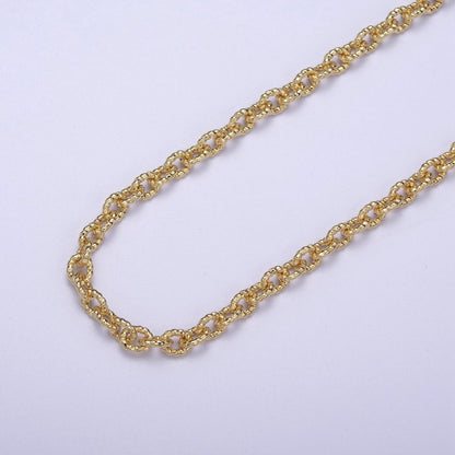 24K Gold Filled Textured Cable Chain, 6.5X5mm Unfinished Unique Chain in Gold &amp; Silver For Jewelry Making | ROLL-668, ROLL-669 Clearance Pricing