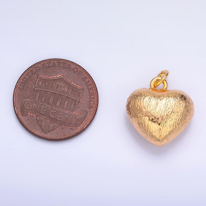 24K Gold Filled Textured Chubby Heart Multidimensional 3D Charm | W264