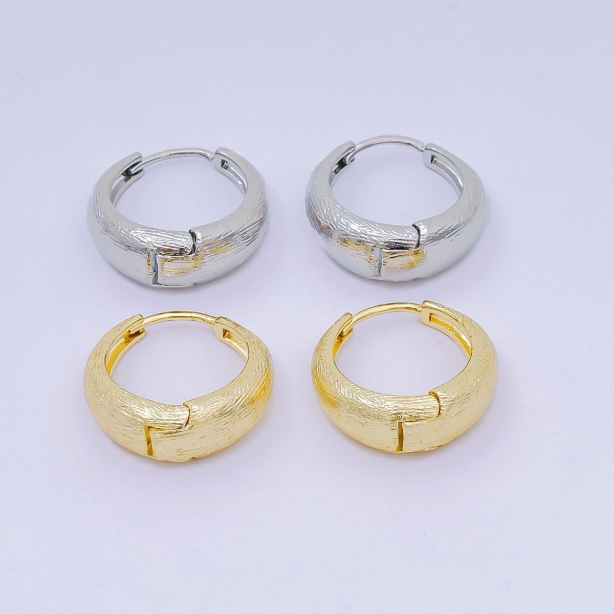 16.5 mm Minimalist Textured Dome Lever Back Huggie Earrings in Gold &amp; Silver | AJ-102 AJ-116