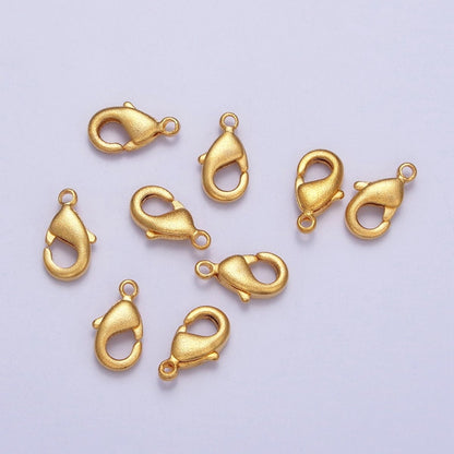 24K Gold Filled Textured Matte 10mm Lobster Clasps Jewelry Closure Supply | Z-087