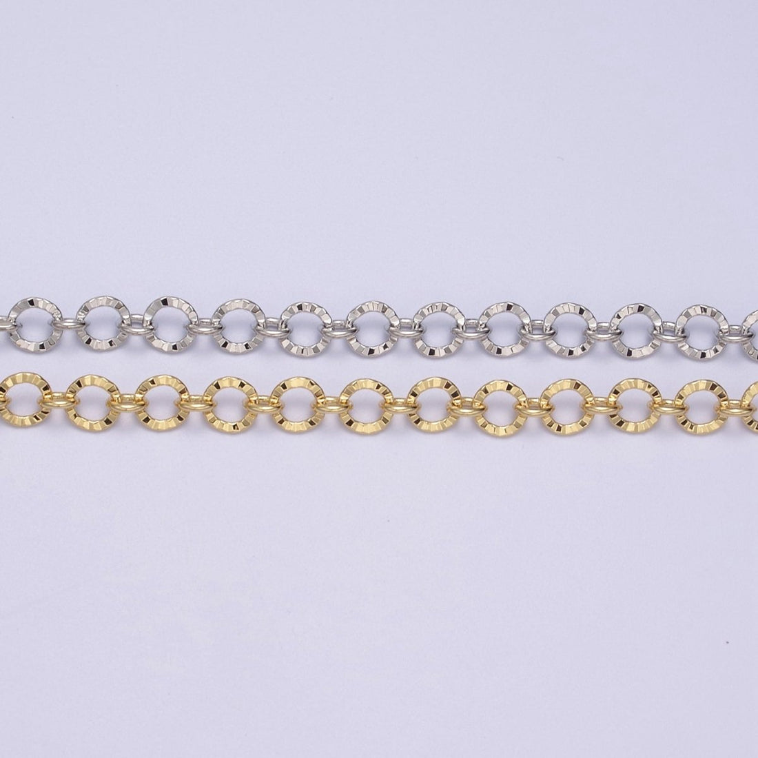 24K Gold Filled Textured Rolo Chain in Gold &amp; Silver, 6mm Rolo Chain For Jewelry Making | ROLL-642, ROLL-643 Clearance Pricing