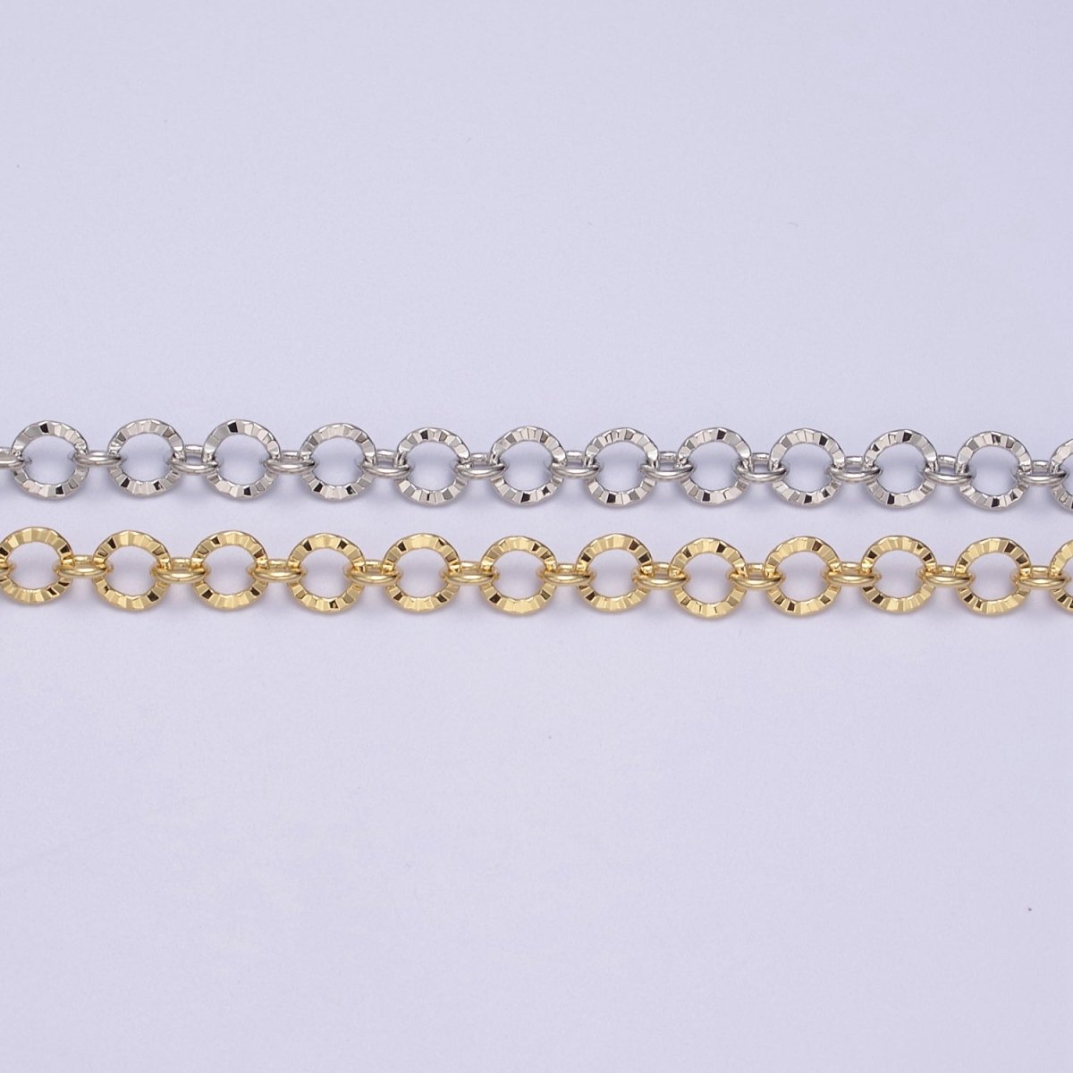 24K Gold Filled Textured Rolo Chain in Gold &amp; Silver, 6mm Rolo Chain For Jewelry Making | ROLL-642, ROLL-643 Clearance Pricing