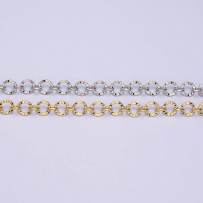 24K Gold Filled Textured Rolo Chain in Gold &amp; Silver, 6mm Rolo Chain For Jewelry Making | ROLL-642, ROLL-643 Clearance Pricing