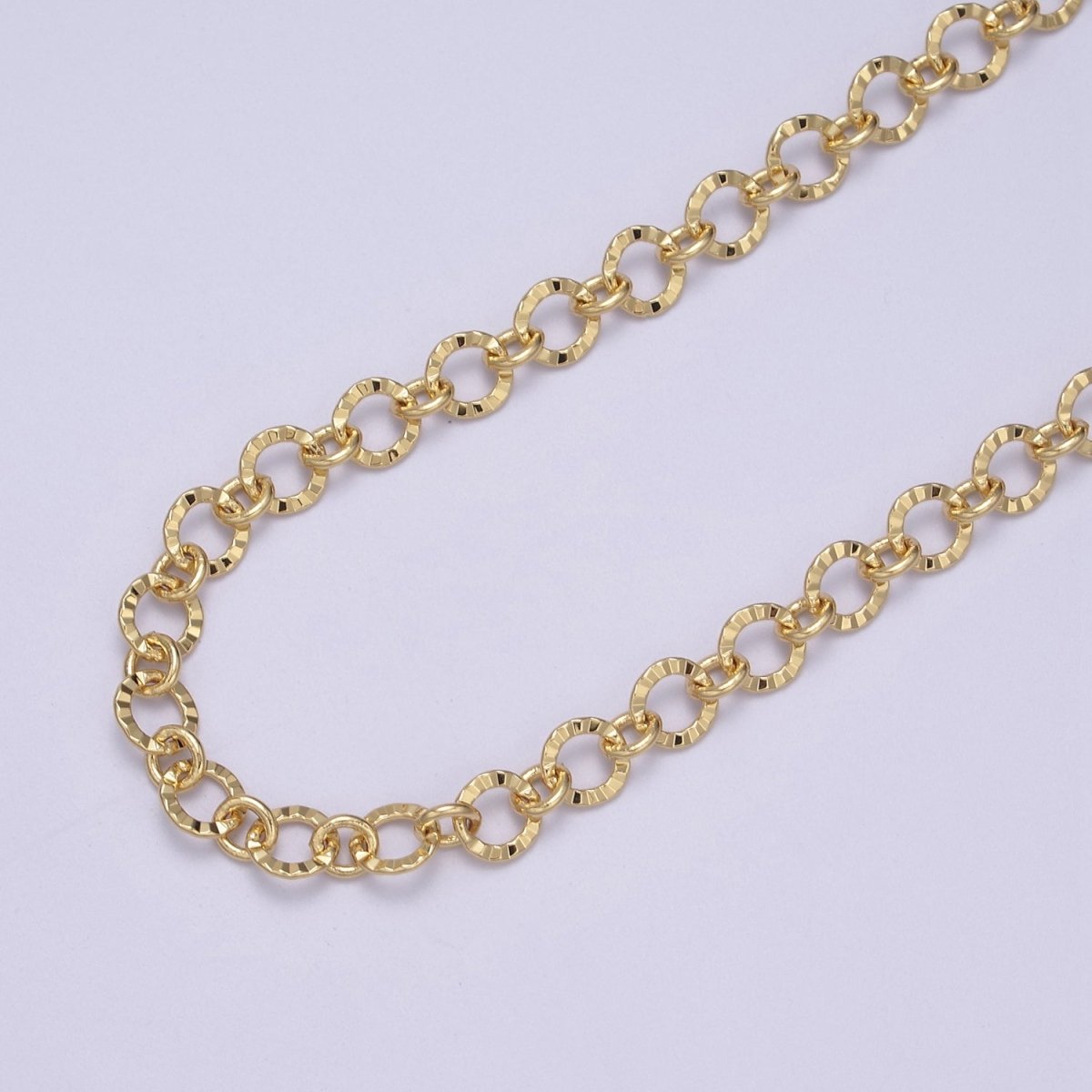 24K Gold Filled Textured Rolo Chain in Gold &amp; Silver, 6mm Rolo Chain For Jewelry Making | ROLL-642, ROLL-643 Clearance Pricing