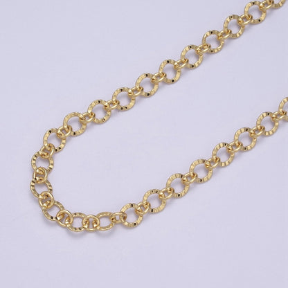 24K Gold Filled Textured Rolo Chain in Gold &amp; Silver, 6mm Rolo Chain For Jewelry Making | ROLL-642, ROLL-643 Clearance Pricing